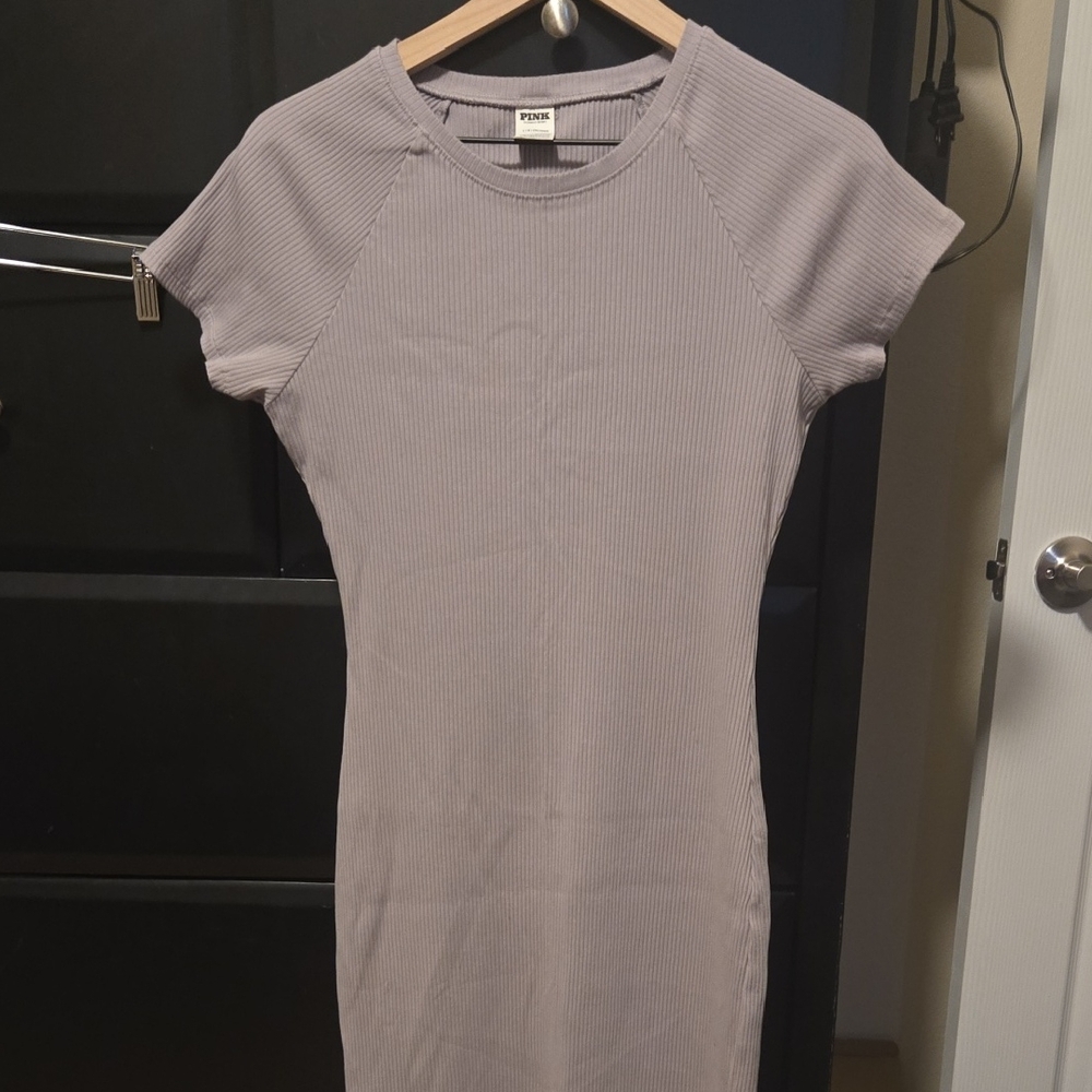PINK Victoria's Secret Ribbed Short Sleeve Top in Lilac Color